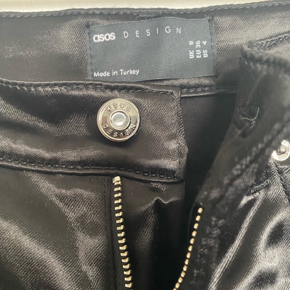 ASOS black satin split hem pants - Picture 3 of 3